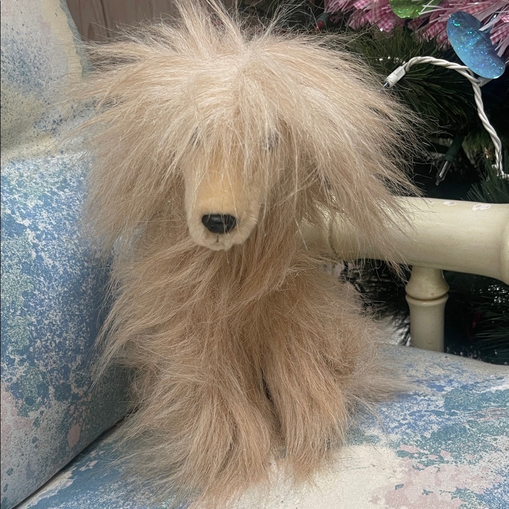 Purely Luxe Fluffy Afghan Tan Dog Plush Toy, preowned, great condition